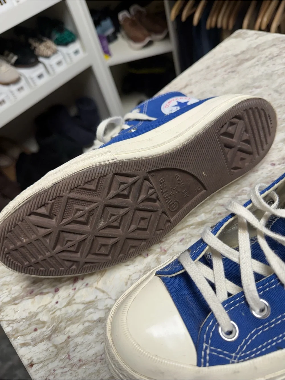 Comme des Garçons PLAY x Converse High-Top Sneakers in Blue - Picture 6 of 11